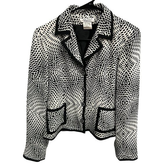Roth LeCover Blazer Jacket Size 8 Geometric Pattern Button Up Pockets - Picture 1 of 9